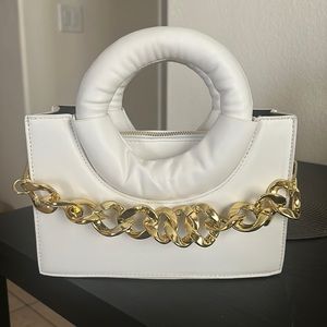 Small White/Gold Hottie Brand Hand Bag